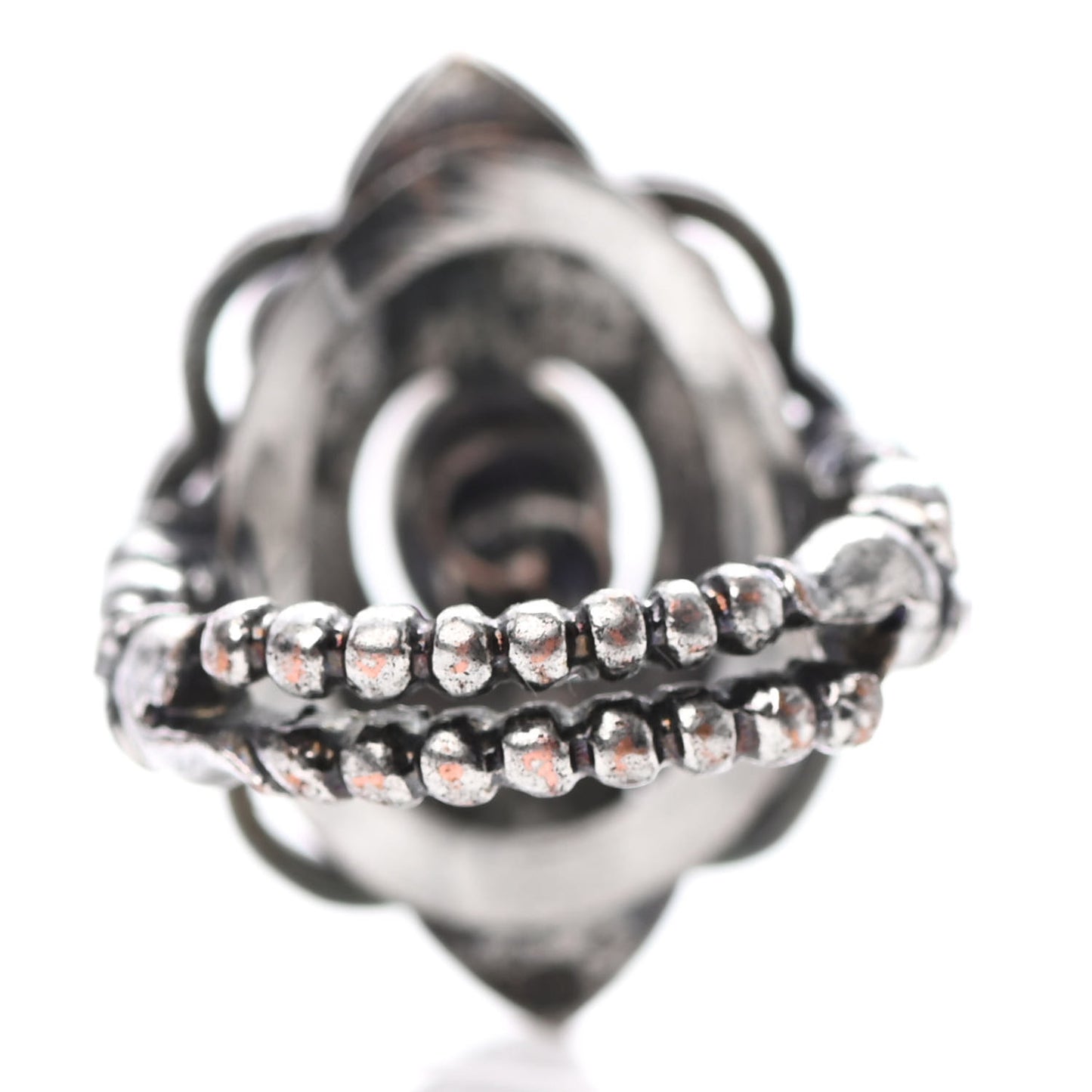 Metal Crystal Resin Ring 5.5 Aged Silver Multicolor