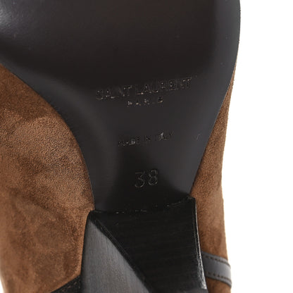Saint Laurent Suede Liz 85 Wedge Booties 38 Brown 6 of 9