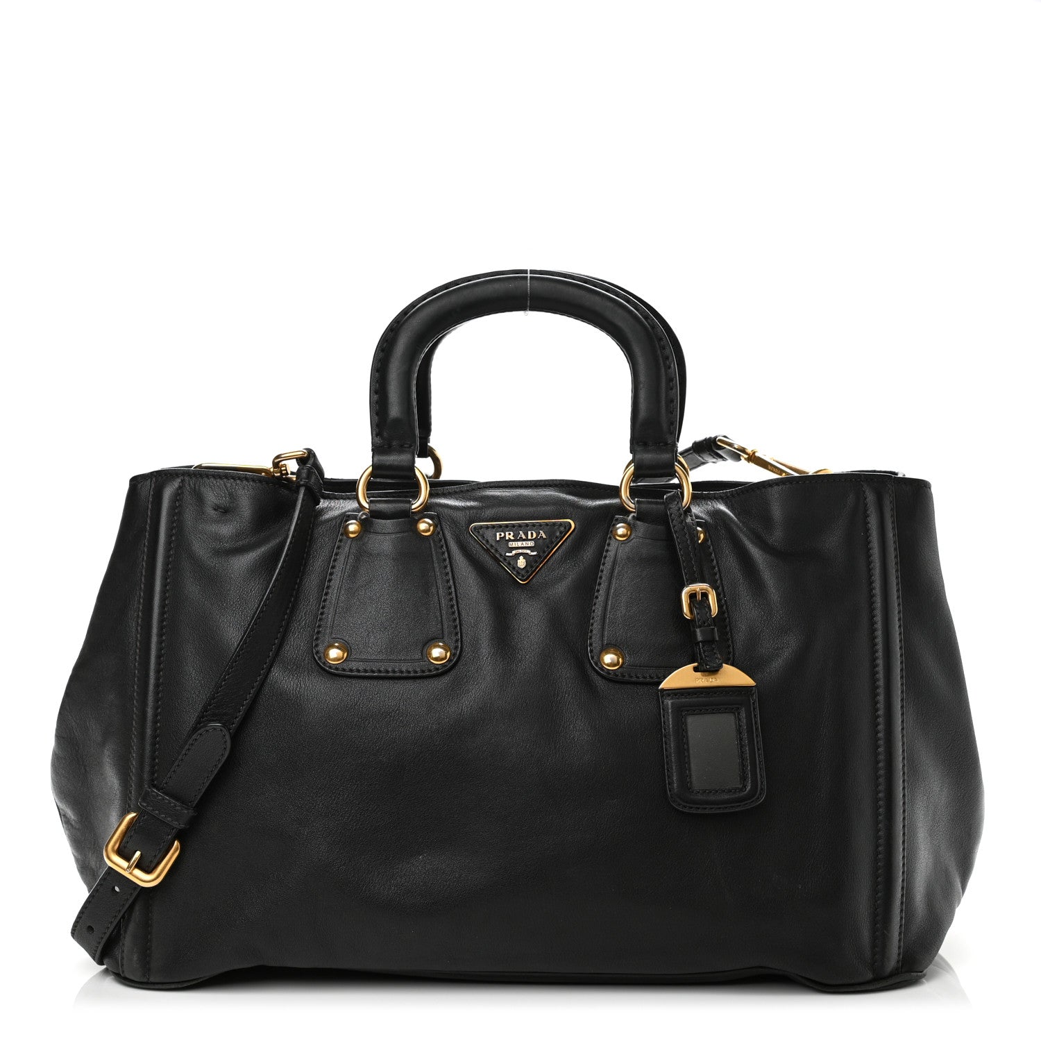 Prada Soft Calf Satchel Black 1 of 12