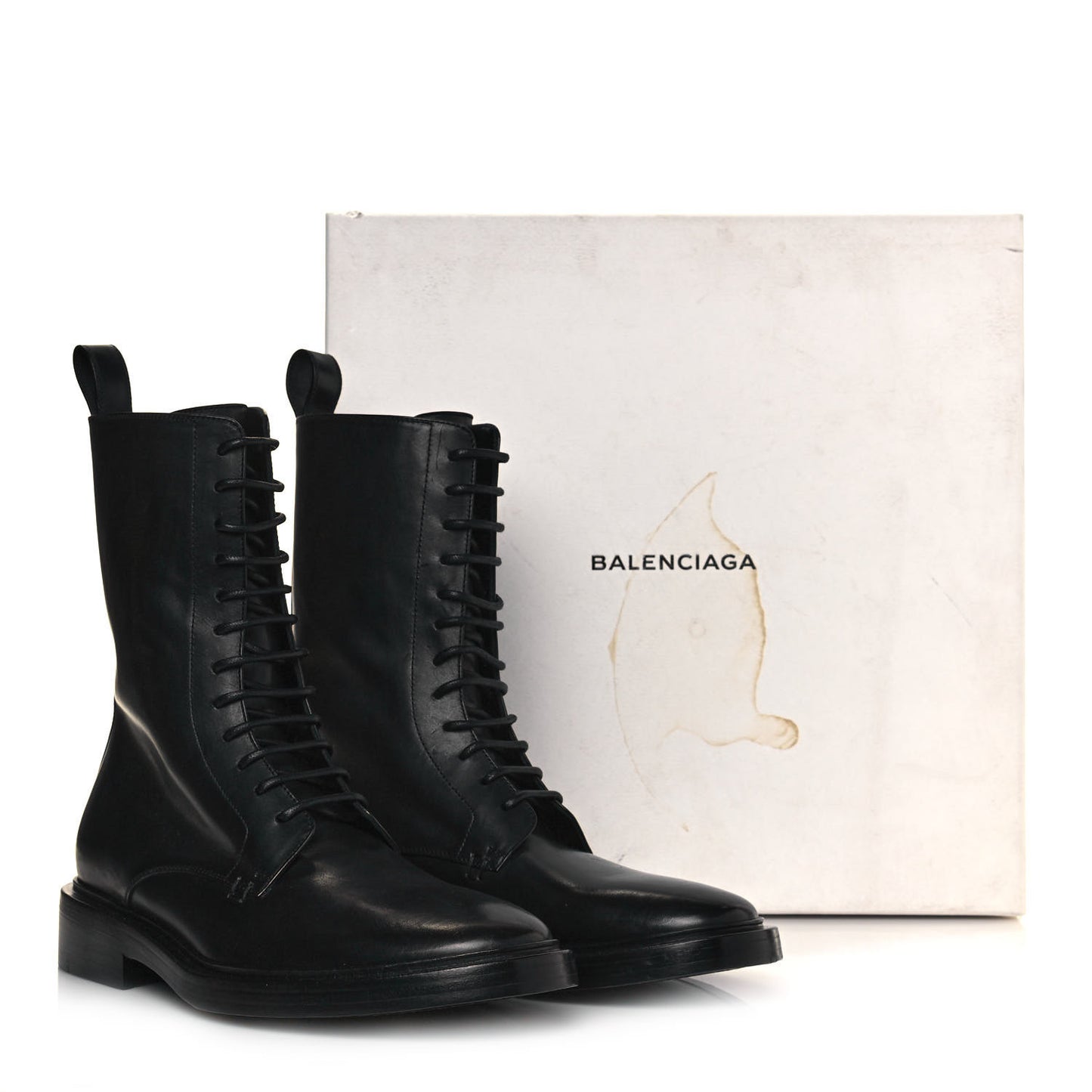 Calfskin Men Lace Up Combat Boots 39 Black