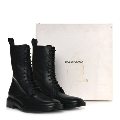 Balenciaga Calfskin Men Lace Up Combat Boots 39 Black 9 of 9