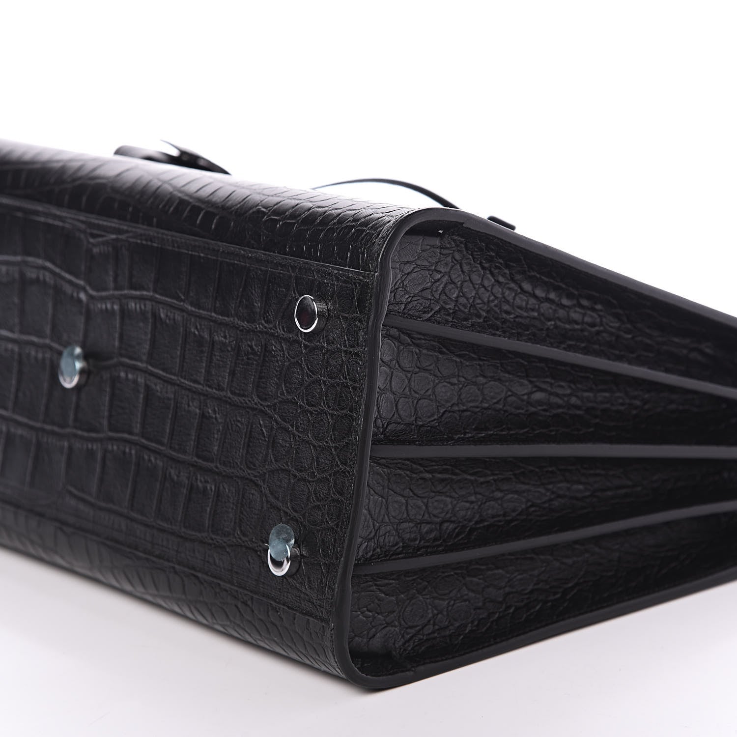 Saint Laurent Calfskin Crocodile Embossed Small Sac de Jour Black 8 of 10