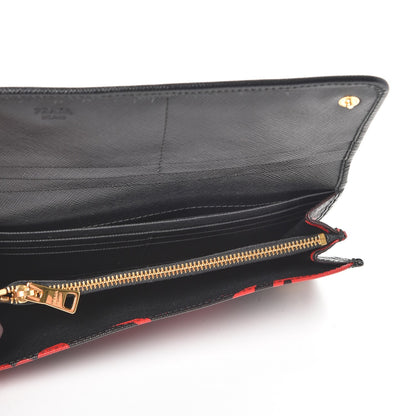 Prada Saffiano Hibiscus Print Continental Flap Wallet Rosso 5 of 8