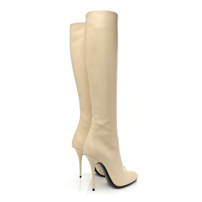 Saint Laurent Smooth Calfskin Linda 100 Knee High Boots 39 Eggshell 4 of 12