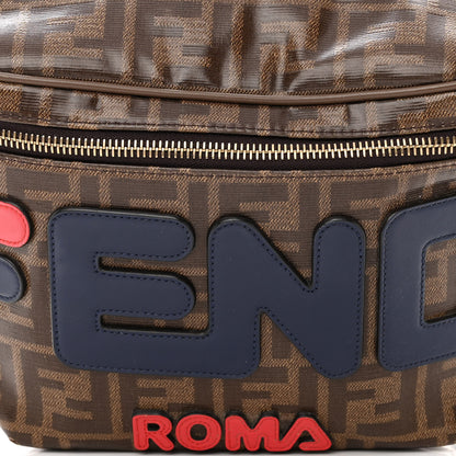Fendi X FILA Glazed Fabric Vitello Century FF 1974 Mania Belt Bag Mogano Panna Blueberry 8 of 11