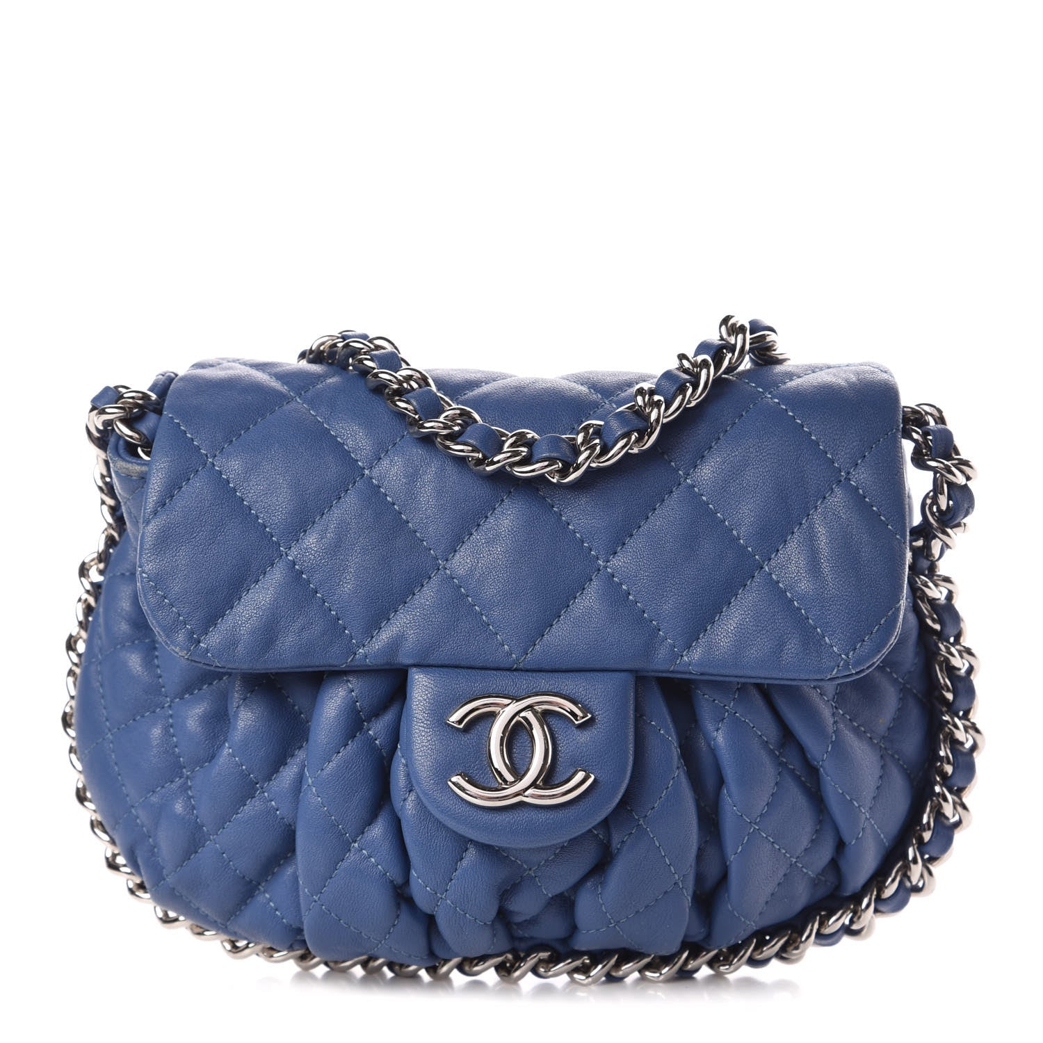 Chanel Washed Lambskin Quilted Mini Chain Around Flap Blue 1 of 10