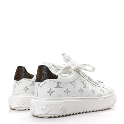 Louis Vuitton Calfskin Monogram Debossed Time Out Sneakers 39 White Silver 4 of 8