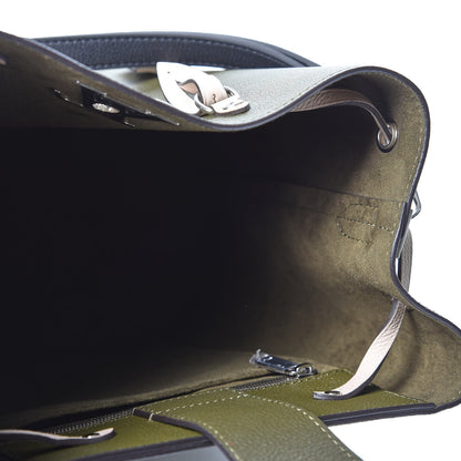 Louis Vuitton Calfskin Lockme Bucket Laurier Green Toffee Latte Beige Black 4 of 9