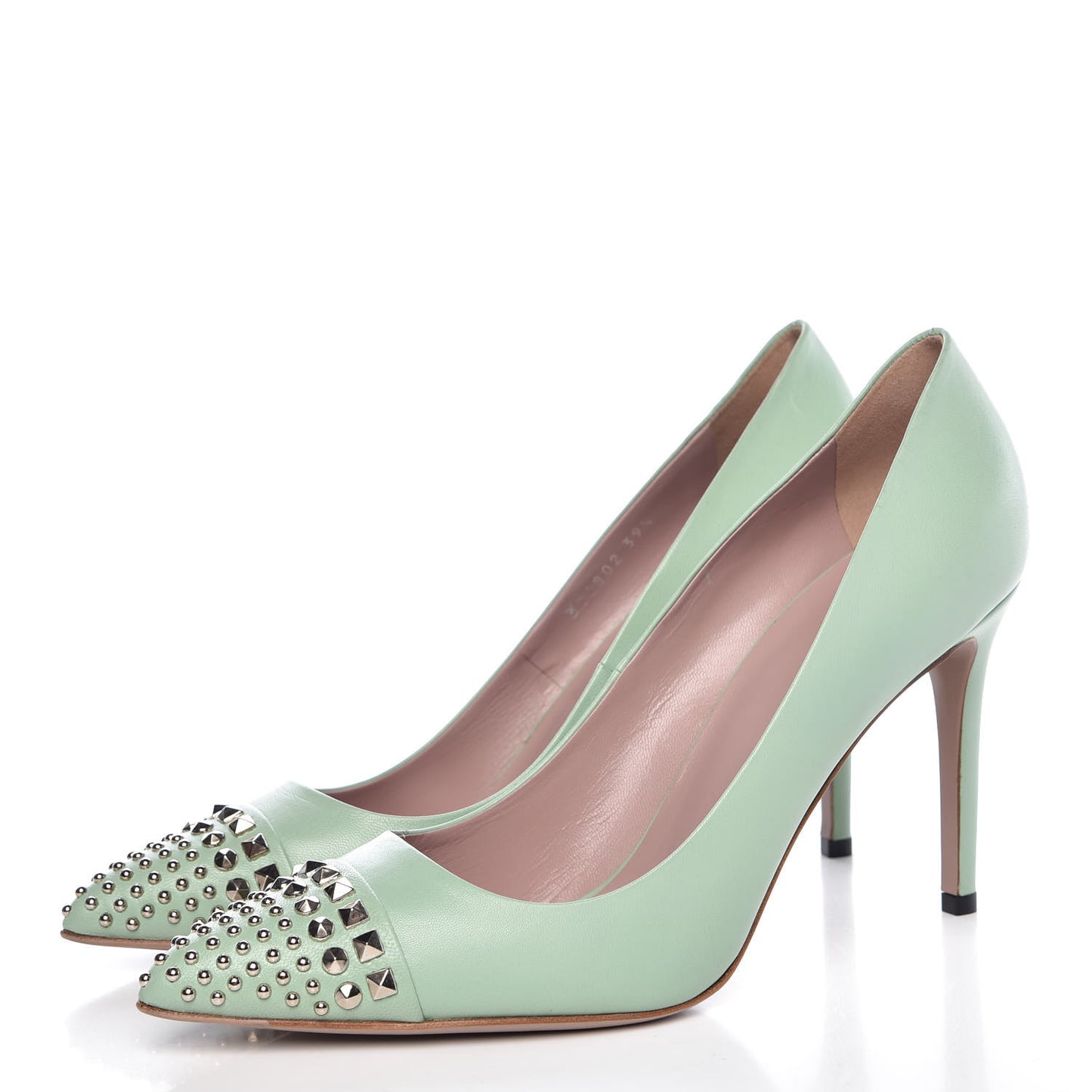 Malaga Kid Studded Cap Toe Coline Pumps 39.5 Plantation