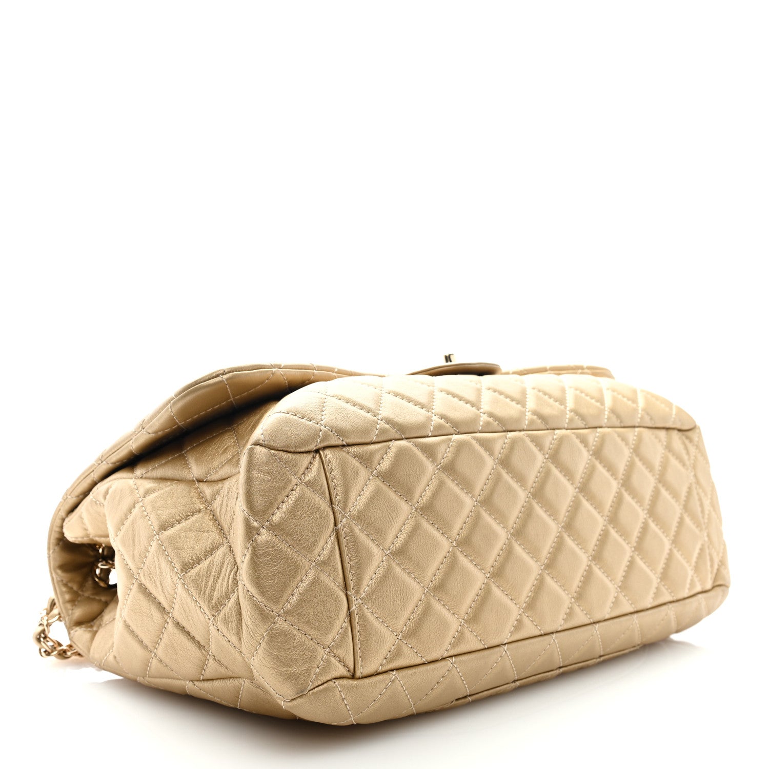 Chanel Metallic Calfskin Quilted Small XXL Travel Flap Bag Gold 4 of 9