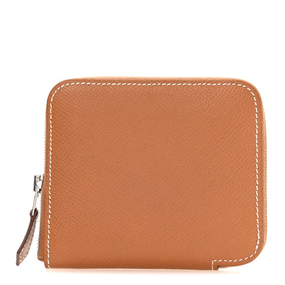 Hermes Epsom Silk'in Compact Wallet Gold Cassis Vert Fizz 1 of 9