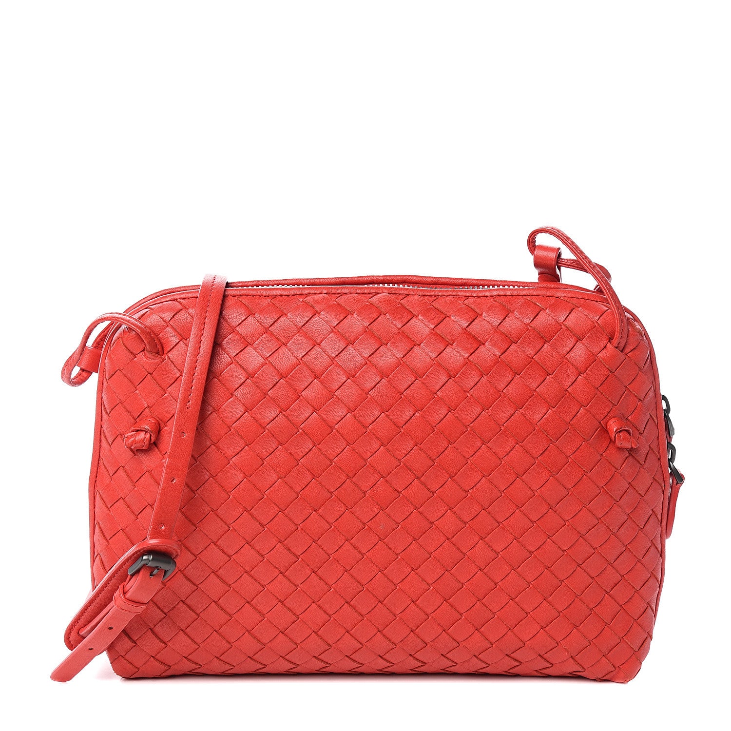 Bottega Veneta Nappa Intrecciato Nodini Crossbody Messenger New Red 1 of 9