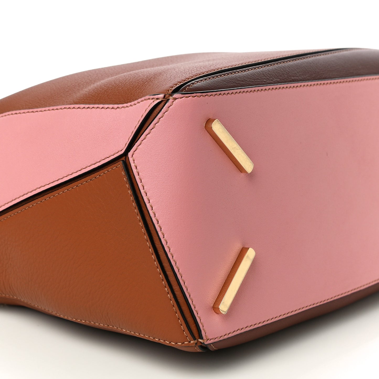 Calfskin Medium Puzzle Bag Tan Medium Pink
