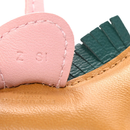 Hermes Milo Lambskin Grigri Rodeo Horse Bag Charm PM Sesame Malachite Rose Sakura 3 of 5