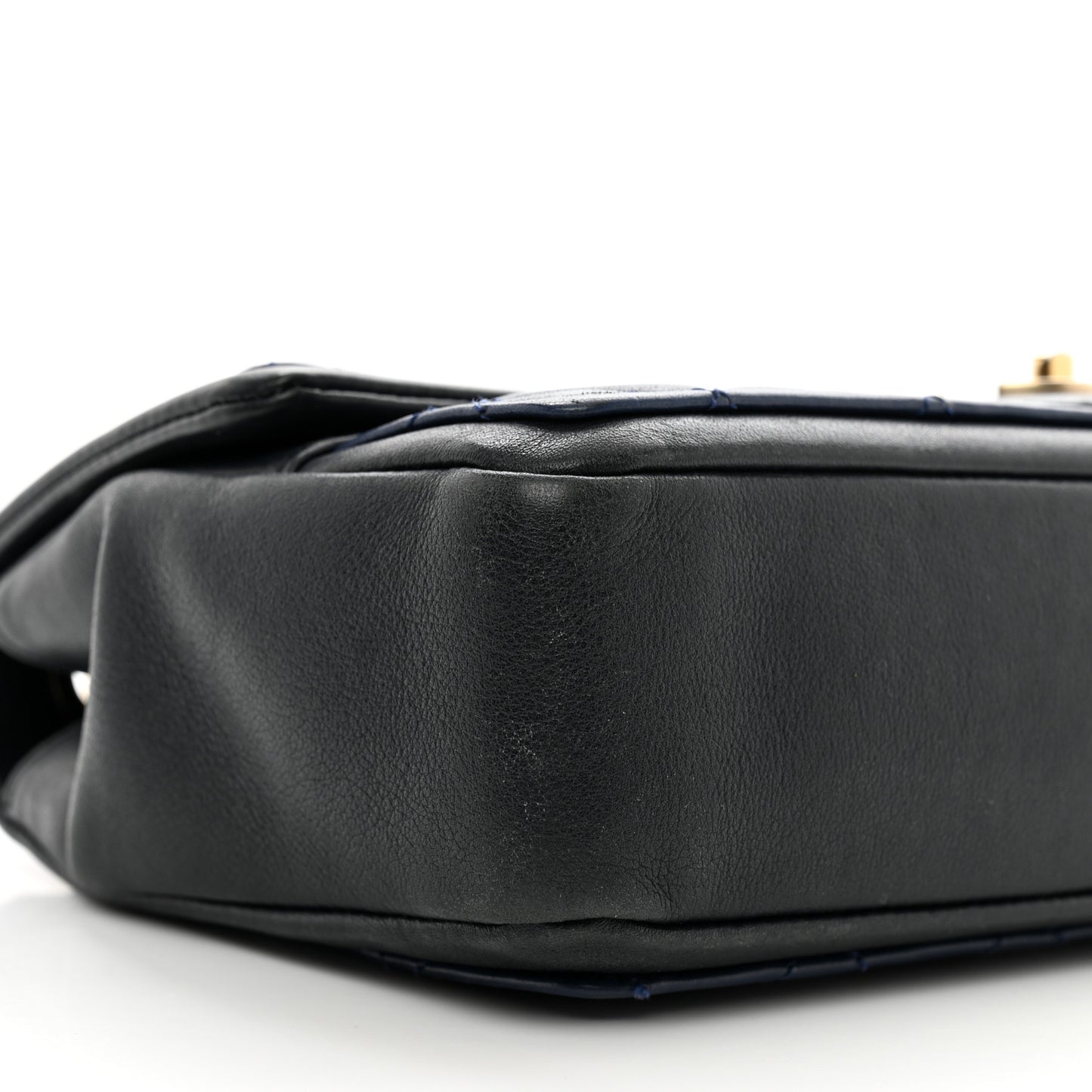 Calfskin Quilted Medium Graphic Flap Blue Black