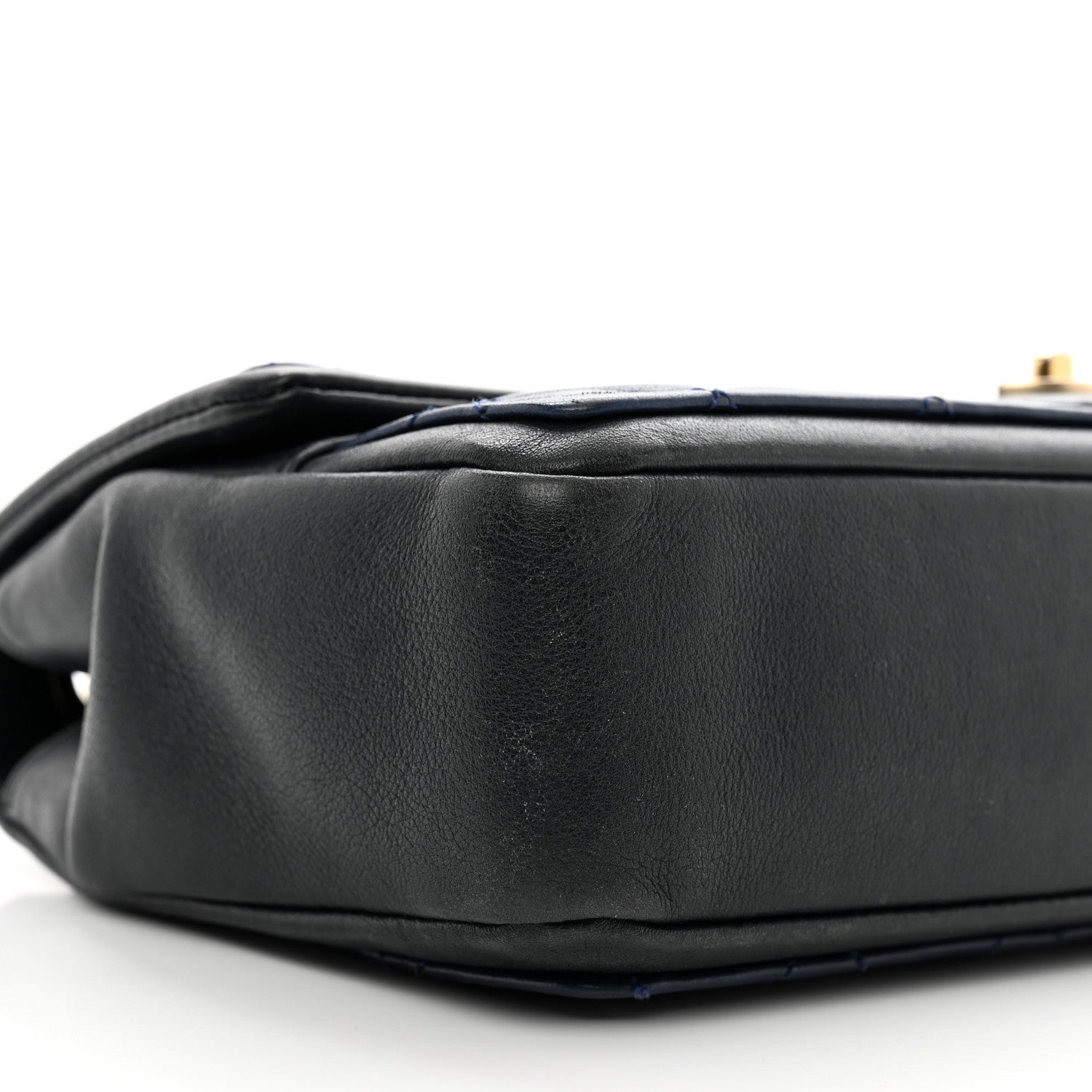 Chanel Calfskin Quilted Medium Graphic Flap Blue Black 9 of 11