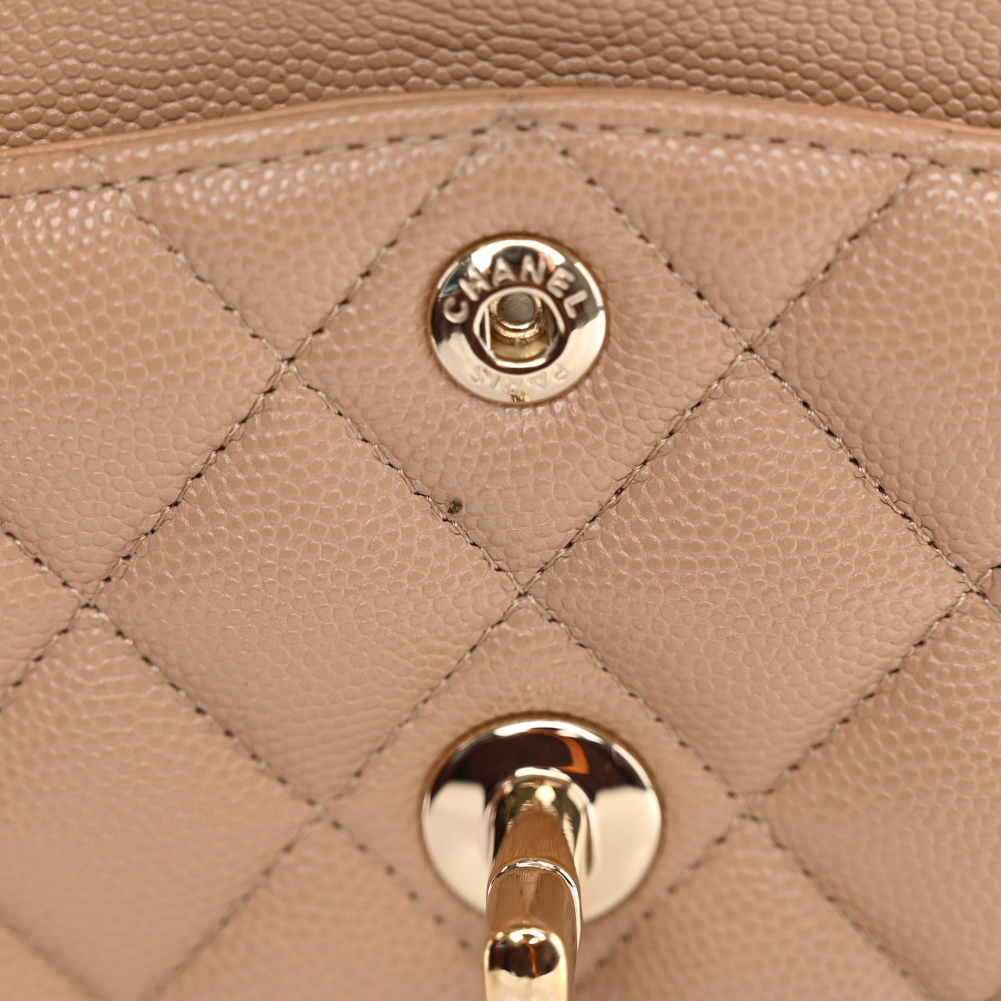 Caviar Quilted Small Double Flap Dark Beige