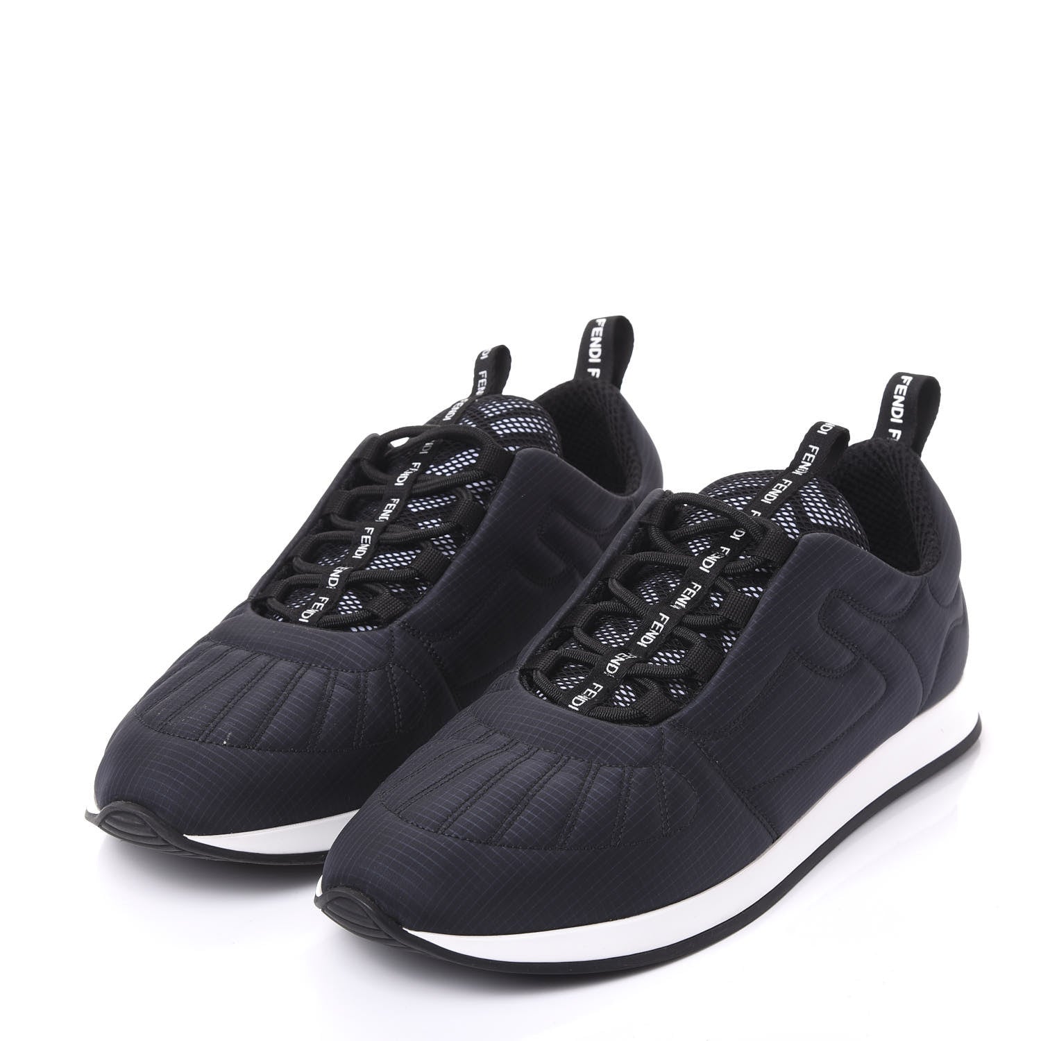 Fendi Nylon Womens FFreedom Sneakers 41 Blue Scuro Black White 2 of 11