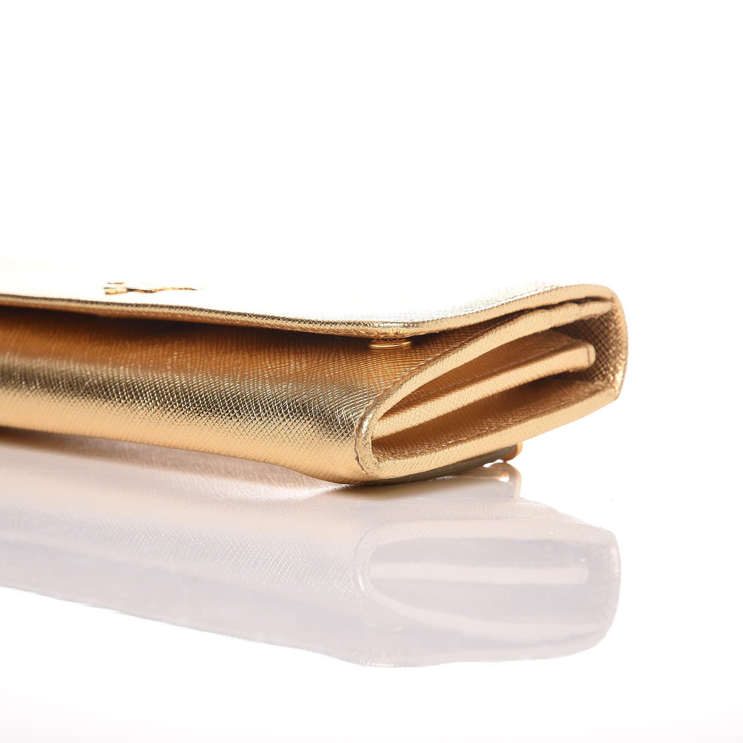 Prada Saffiano Metal Continental Flap Wallet Platino 10 of 12