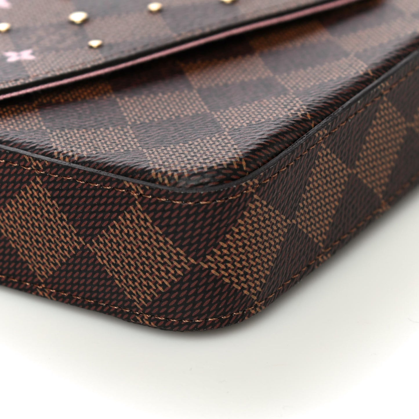 Damier Ebene Studded Pochette Felicie Chain Wallet