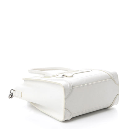 Celine Drummed Calfskin Nano Luggage White 4 of 15