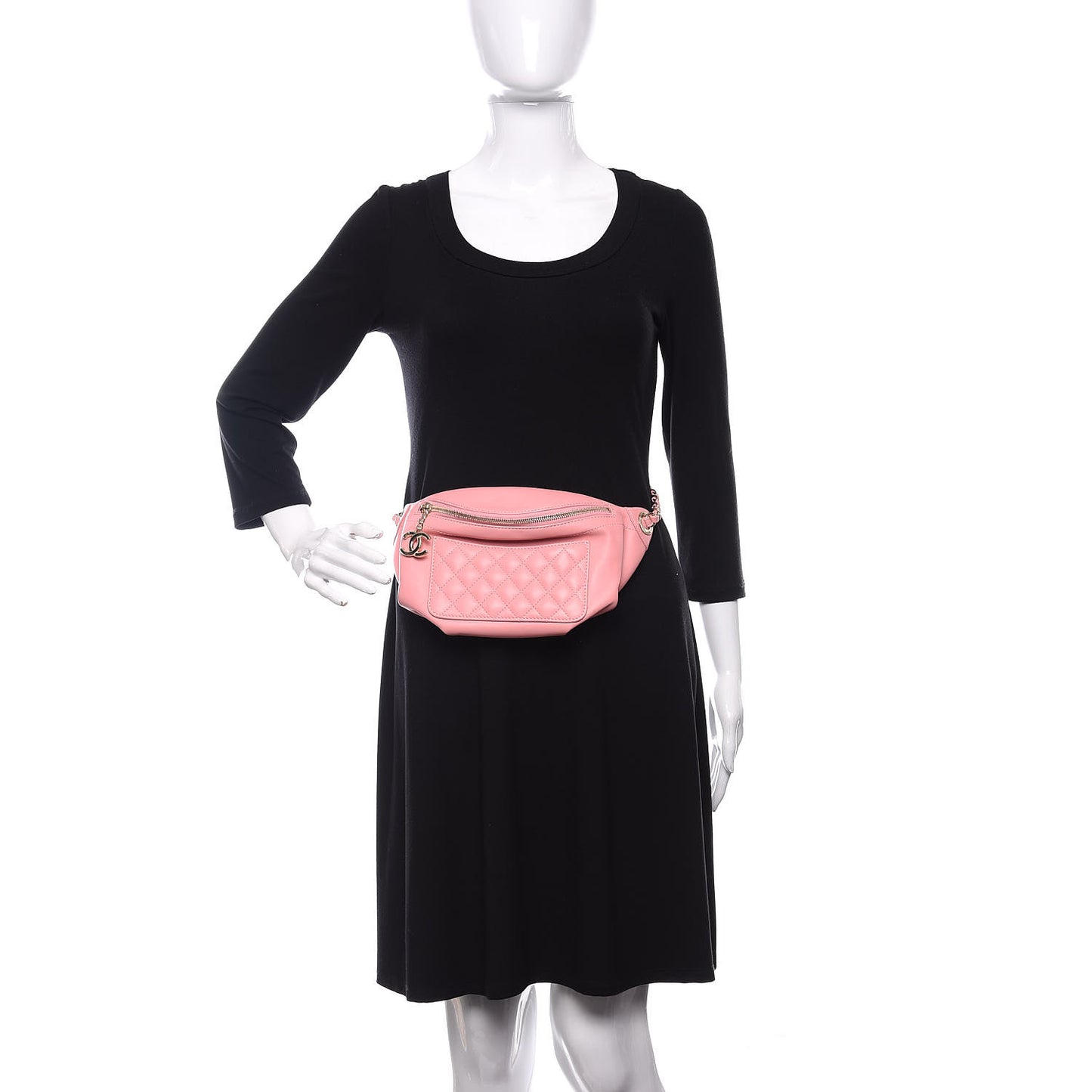Lambskin Quilted Waist Belt Bag Pink