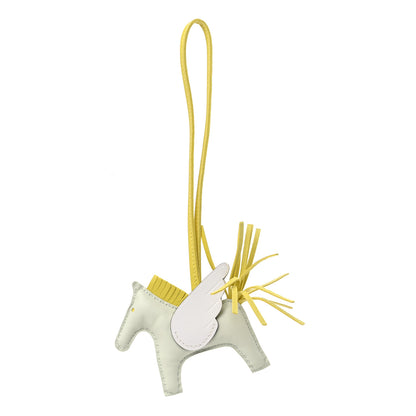 Hermes Milo Lambskin Grigri Rodeo Pegase Horse Bag Charm PM Vert Fizz Lime White 1 of 5