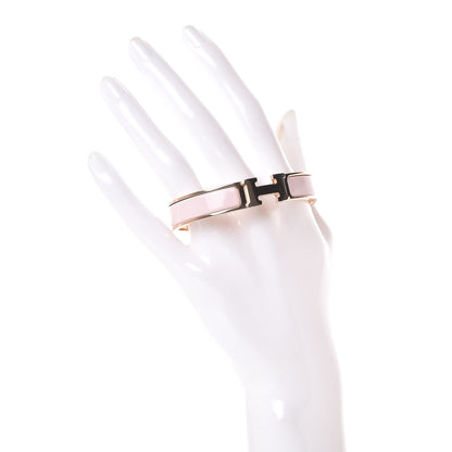Hermes Enamel Narrow Clic Clac H Bracelet GM Rose Candeur 2 of 5