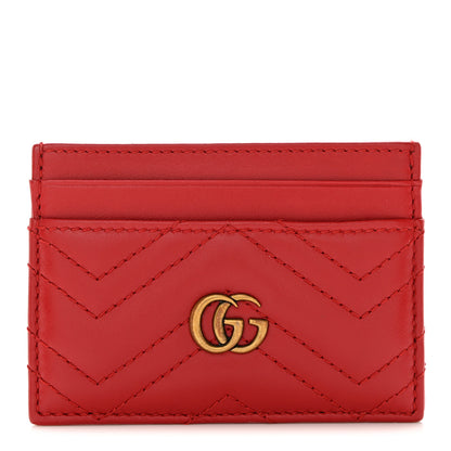 Gucci Calfskin Matelasse GG Marmont Card Holder Hibiscus Red 1 of 6