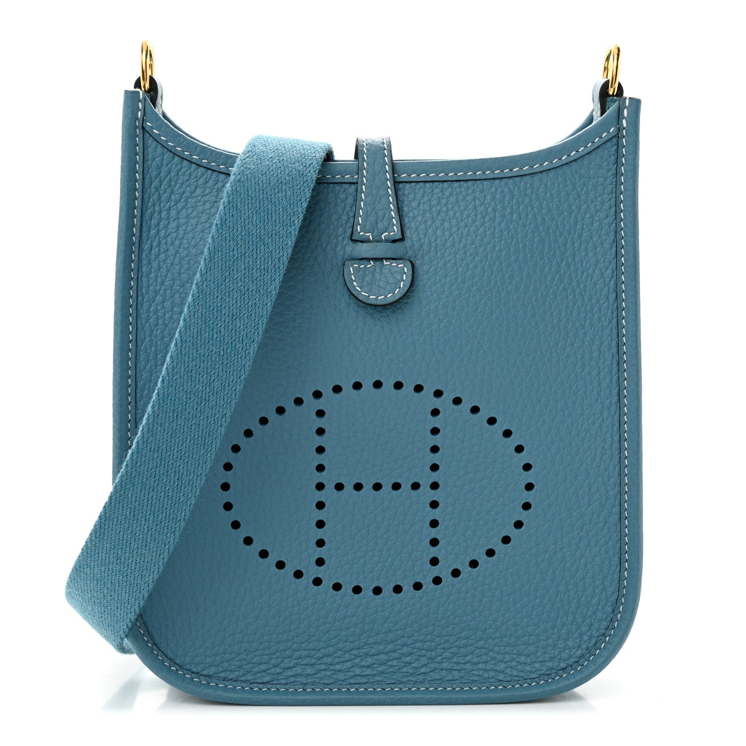 Hermes Taurillon Clemence Evelyne TPM New Blue Jean 1 of 11