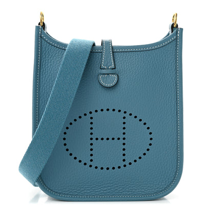 Hermes Taurillon Clemence Evelyne TPM New Blue Jean 1 of 11