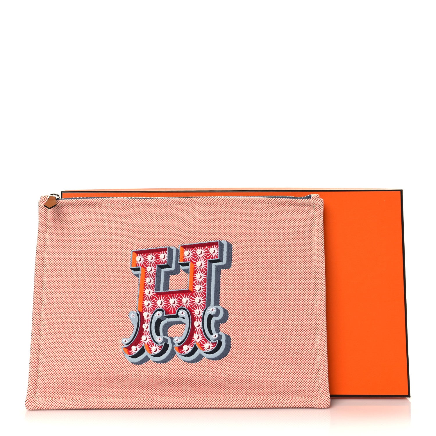 Hermes Toile H Electrique Flat Case Grenat Clementine 7 of 7