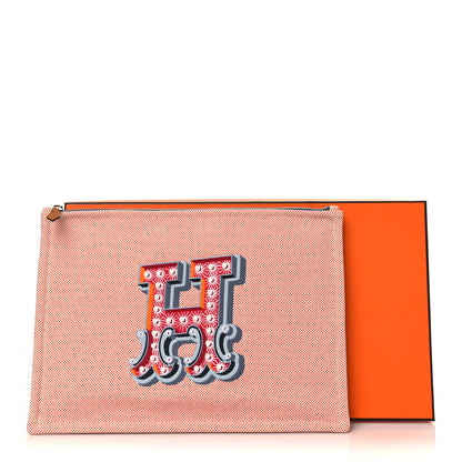 Hermes Toile H Electrique Flat Case Grenat Clementine 7 of 7
