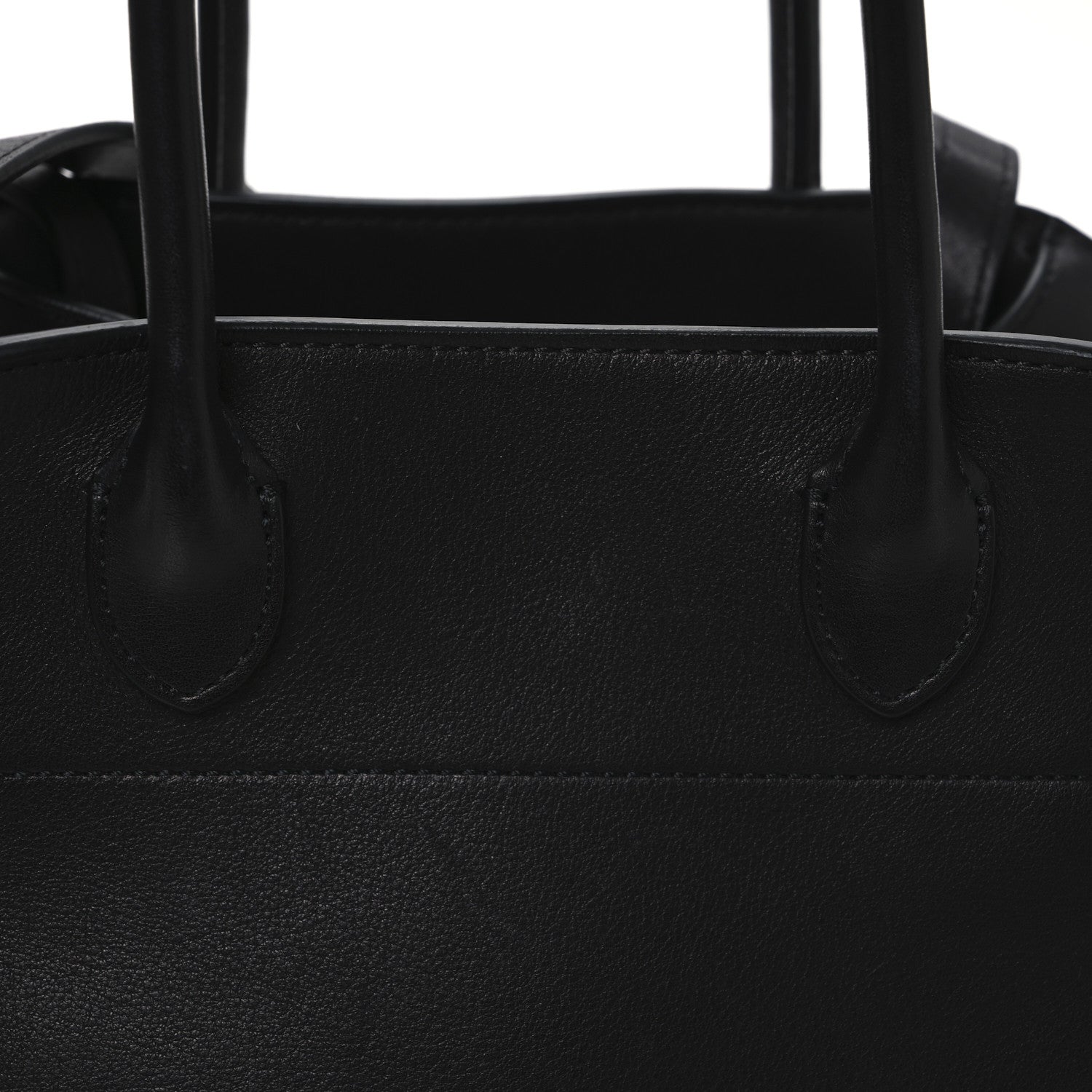 The Row Polished Saddle Calfskin Soft Margaux 10 Bag Black 6 of 13