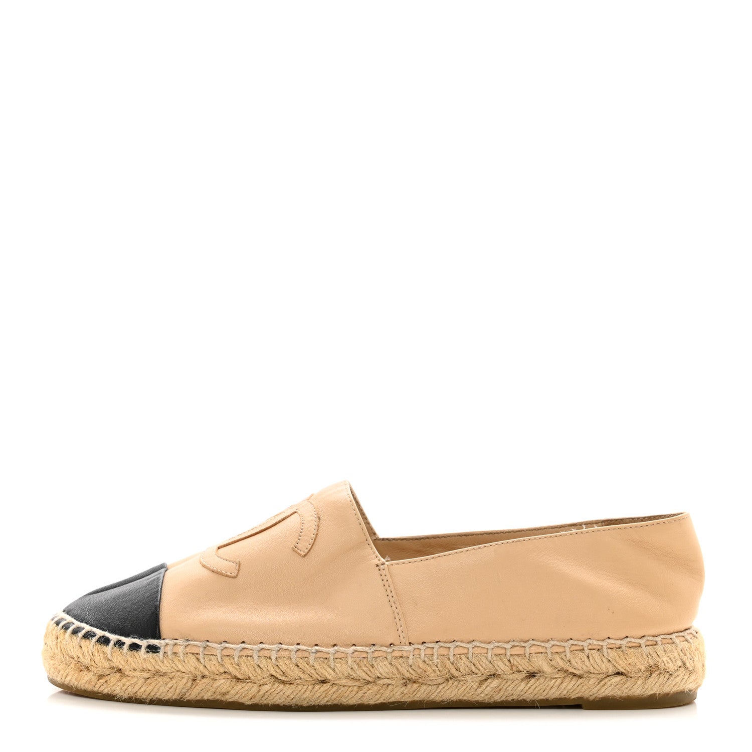 Chanel Lambskin CC Espadrilles 39 Beige Black 1 of 10