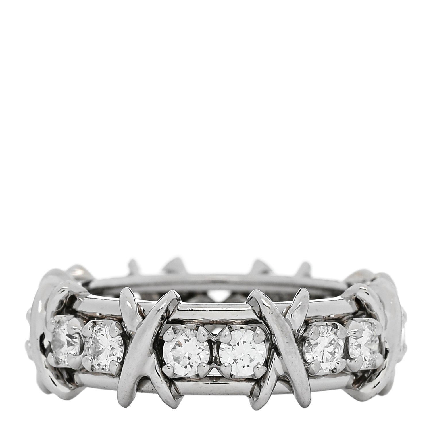 Tiffany Platinum Diamond Schlumberger Sixteen Stone Ring 53 6.5 1 of 5