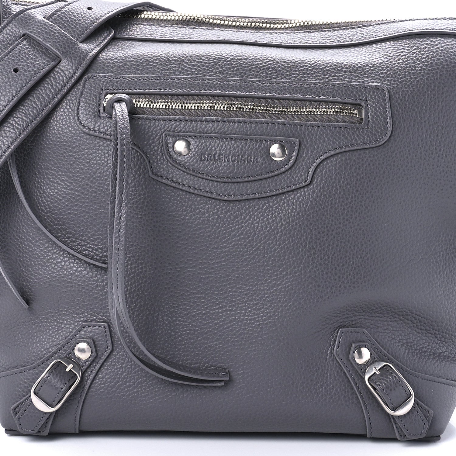 Balenciaga Grained Calfskin Silver Hardware Small Neo Classic Hobo Dark Grey 7 of 8