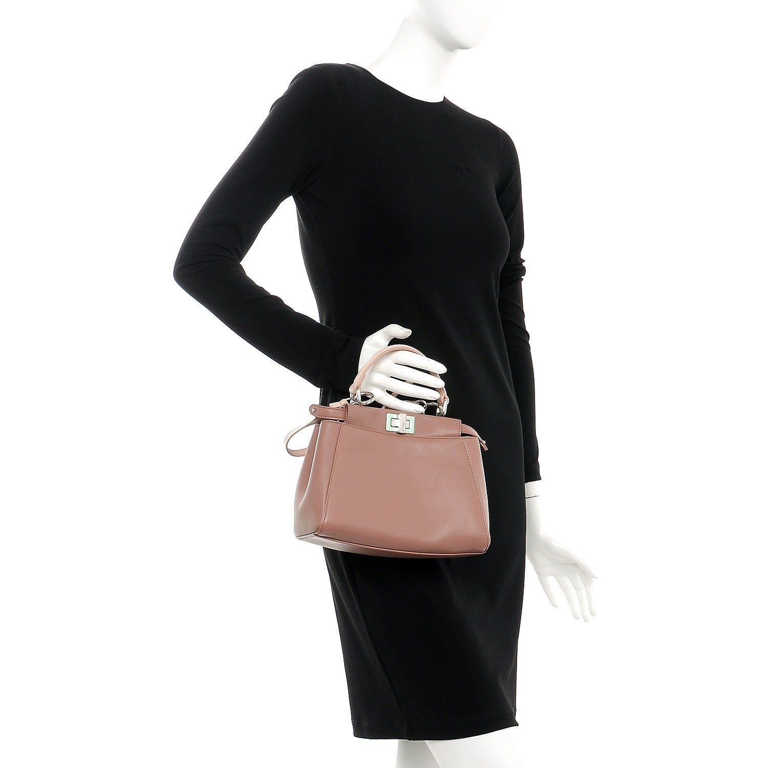 Fendi Nappa Colorblock Mini Peekaboo Iconic Satchel English Rose Plaster Oxigen 3 of 9