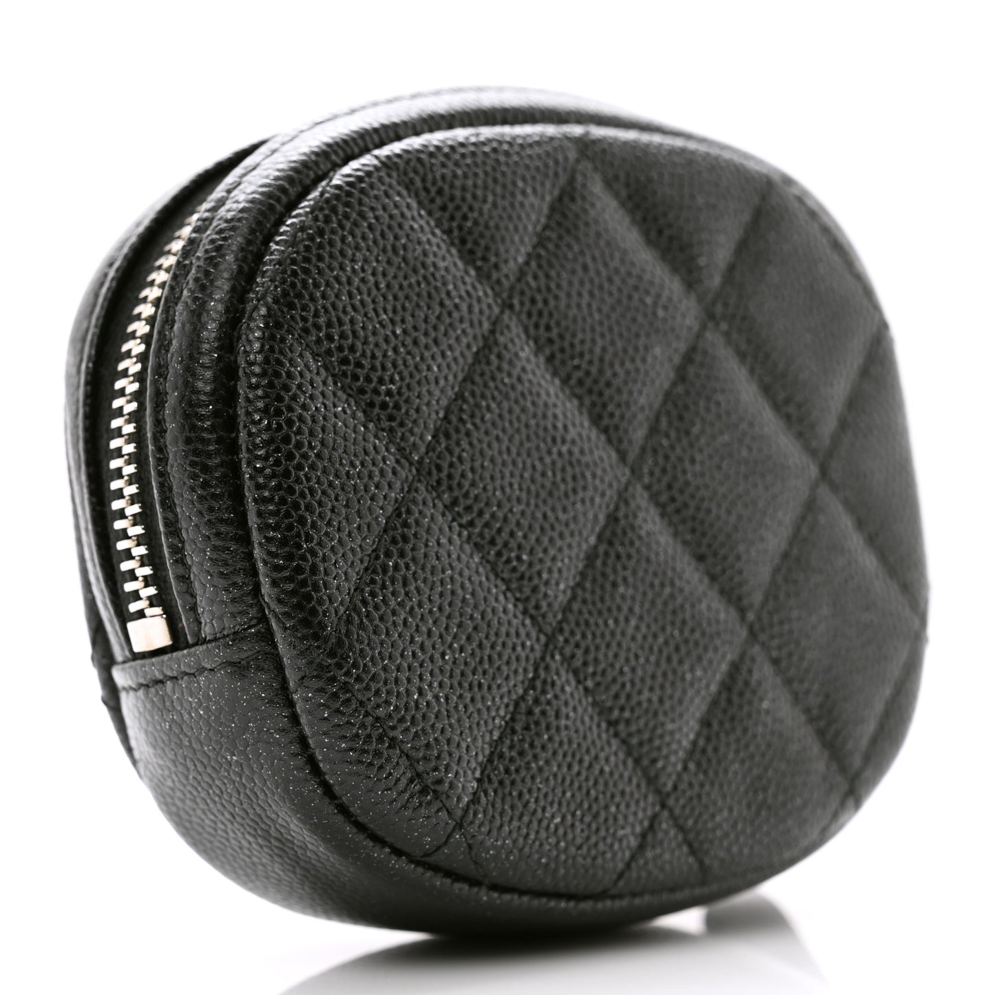 Iridescent Caviar Quilted Zip Around Classic Coin Purse Black