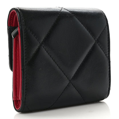 Chanel Goatskin Quilted Chanel 19 Small Flap Wallet Black 3 of 8