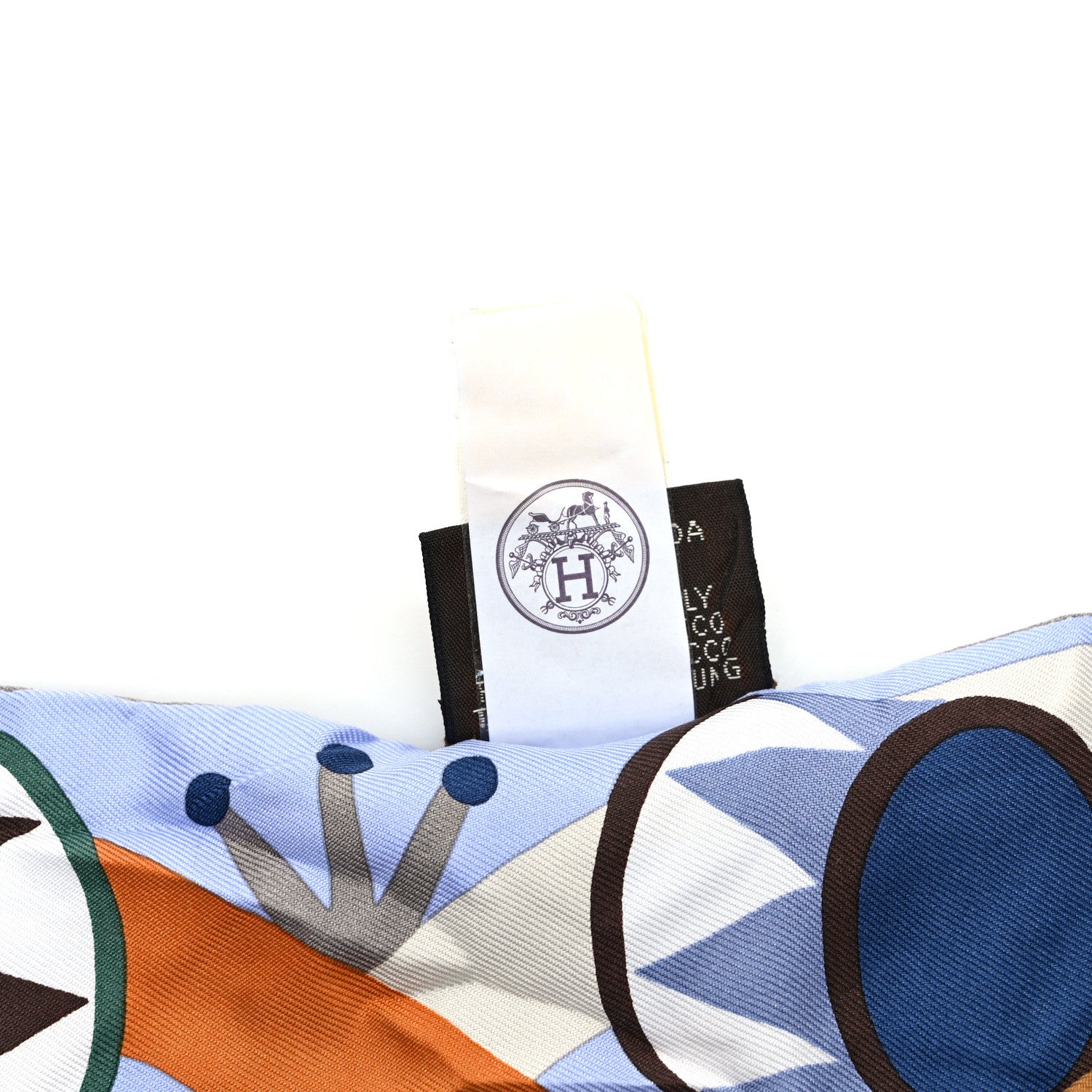 Hermes Silk Parade En Fanfare Twilly Brun Bleu Jean Vert 5 of 5
