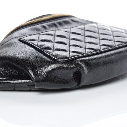 Chanel Crumpled Glazed Lambskin Quilted Waist Bag Fanny Pack Black 5 of 9