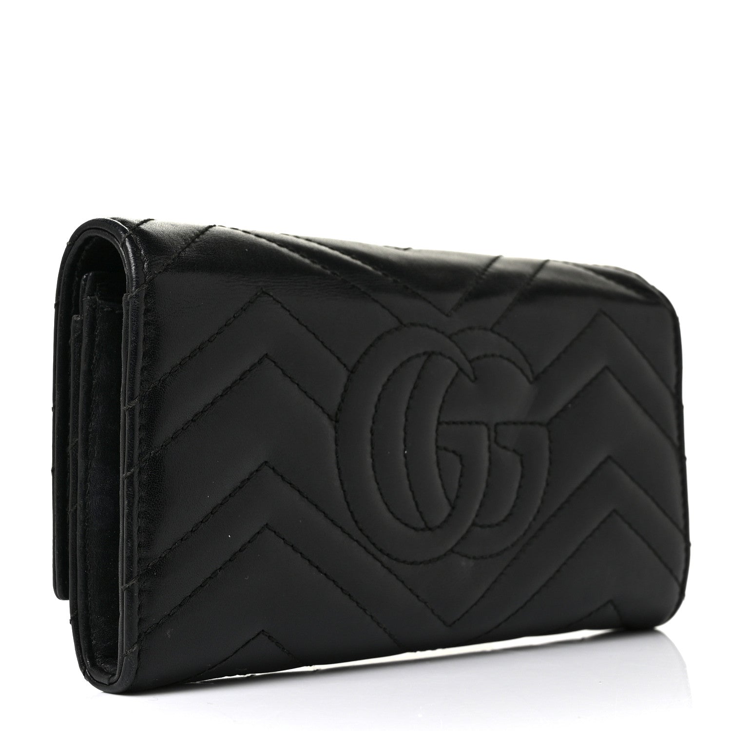 Gucci Calfskin Matelasse GG Marmont Continental Wallet Black 3 of 9