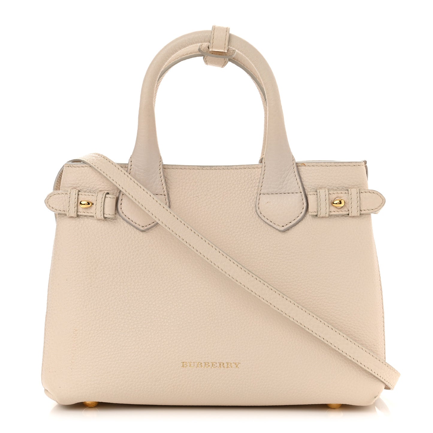 Grainy Calfskin House Check Small Banner Tote Beige