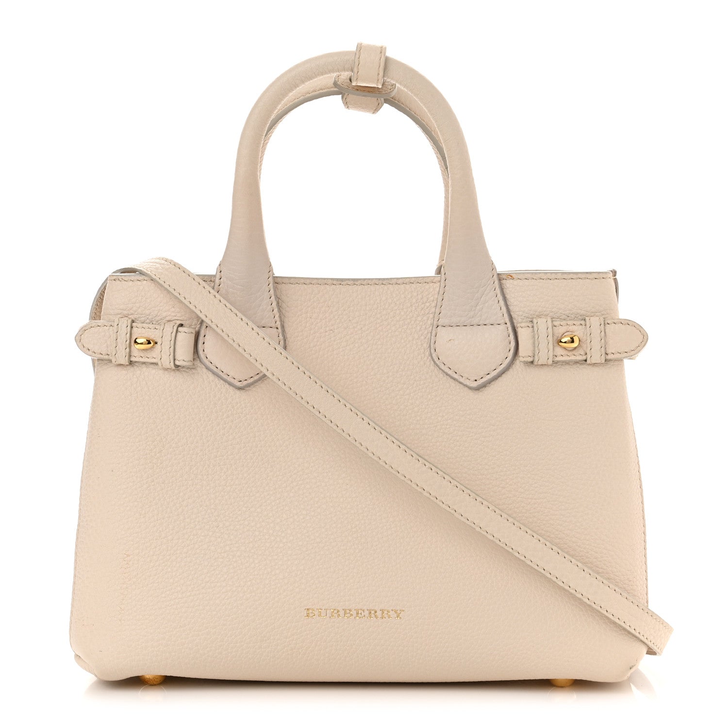 Burberry Grainy Calfskin House Check Small Banner Tote Beige 1 of 13