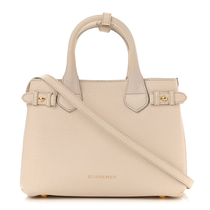 Burberry Grainy Calfskin House Check Small Banner Tote Beige 1 of 13