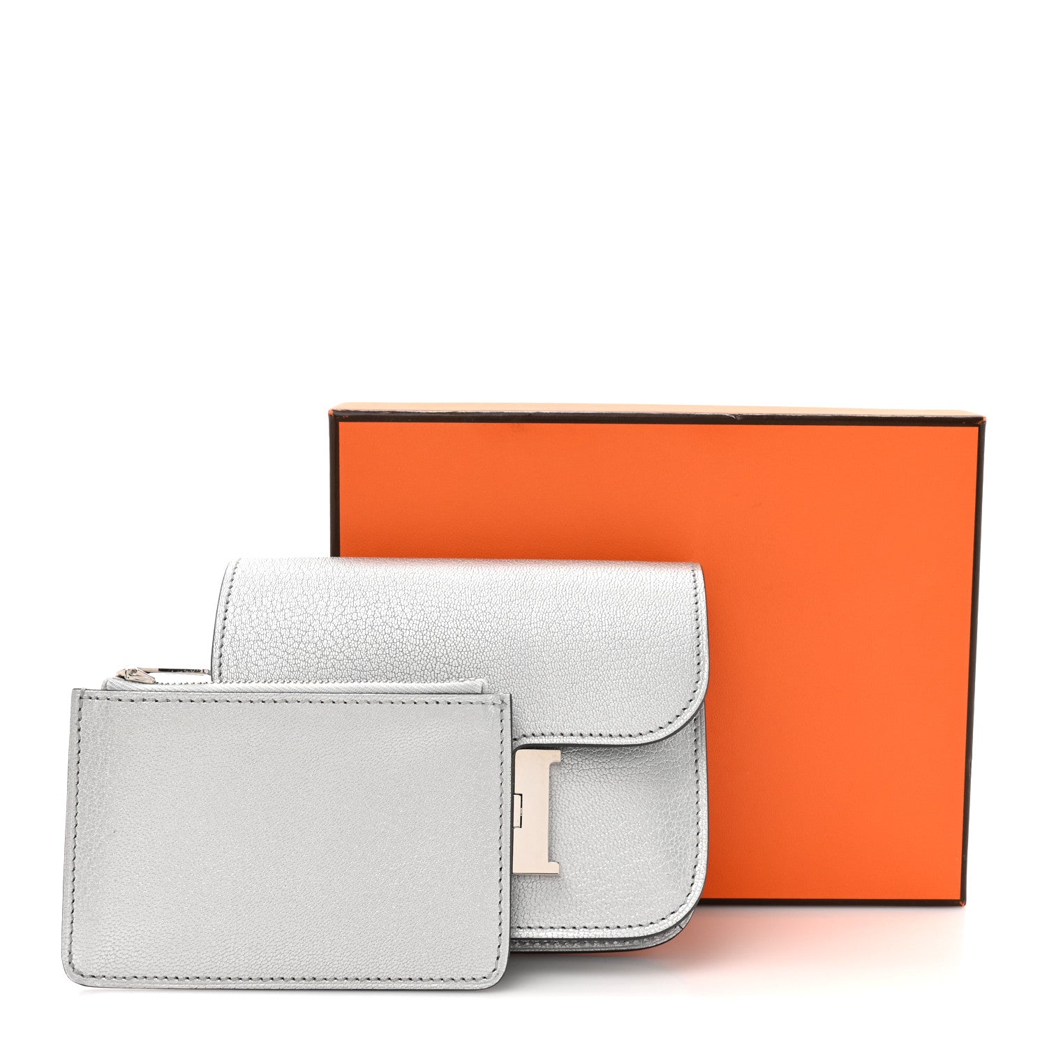 Hermes Metallic Chevre Chamkilight Constance Slim Wallet Argent 11 of 11