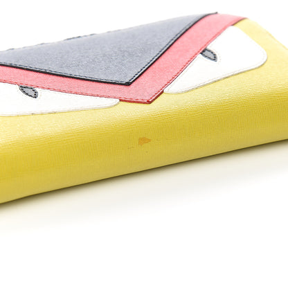 Fendi Vitello Elite Monster Eyes Inlay Bi-Color Zip Around Wallet Cedro Rosso Multicolor 7 of 8