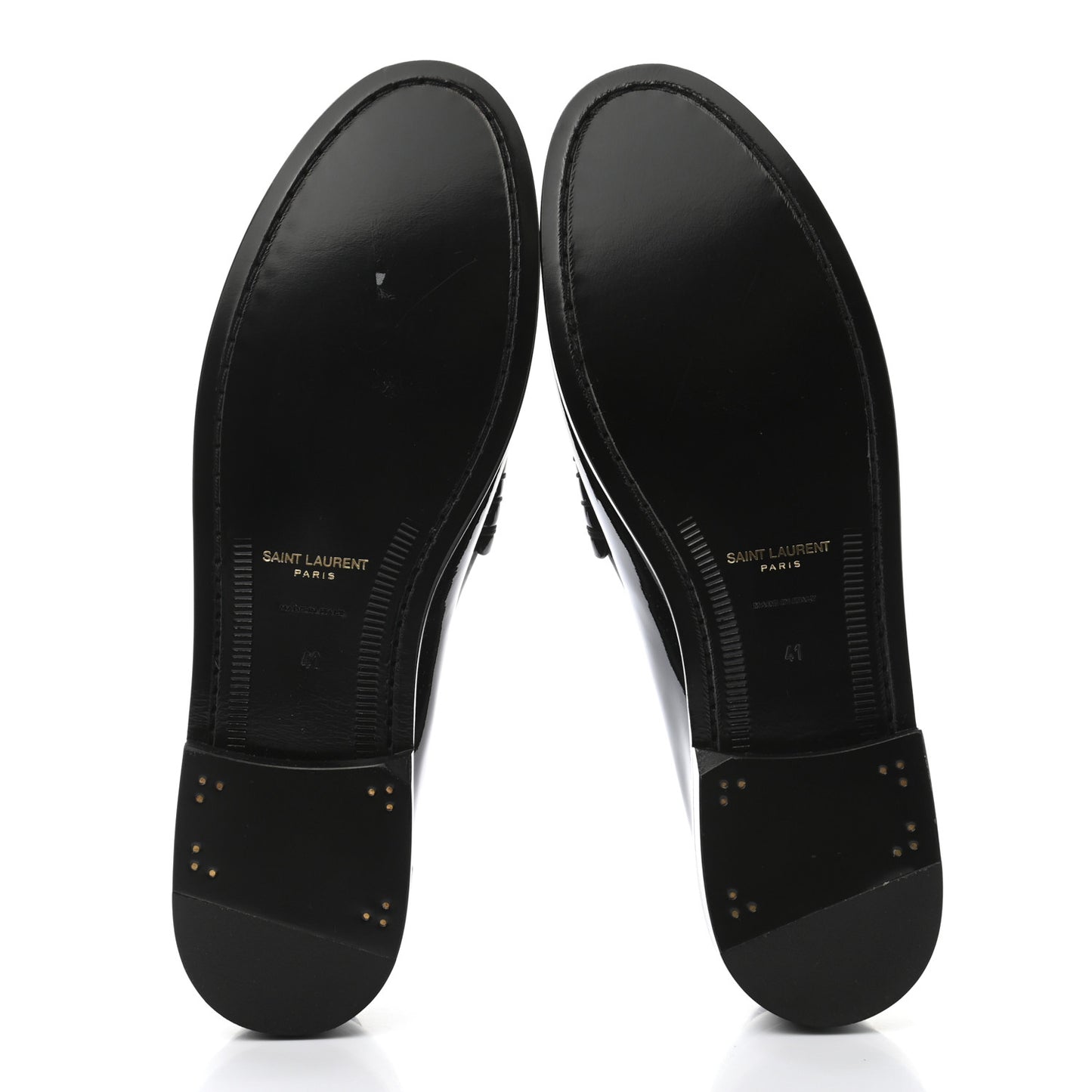 Patent Calfskin Penny Loafers 41 Black
