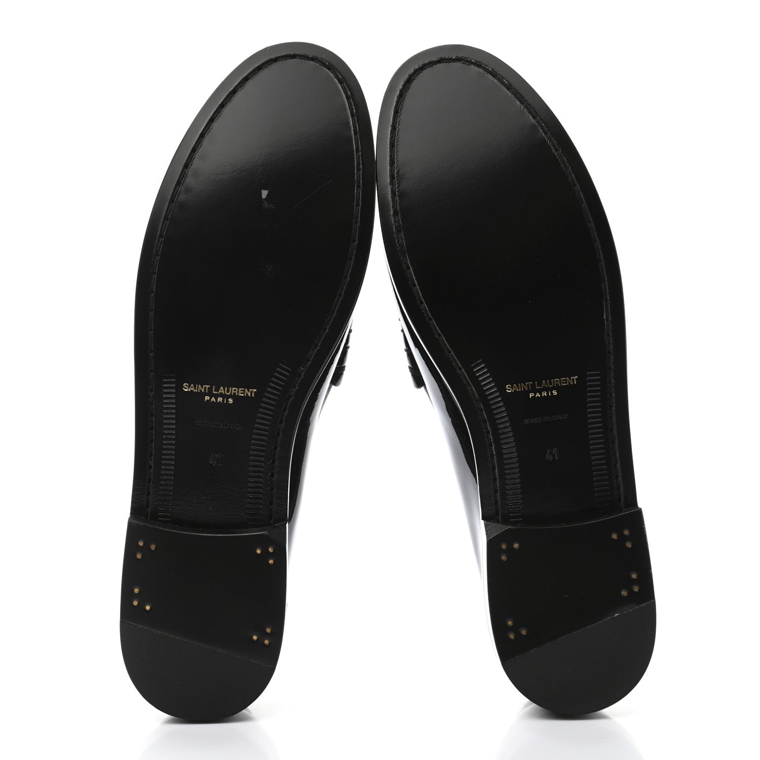 Saint Laurent Patent Calfskin Penny Loafers 41 Black 5 of 8